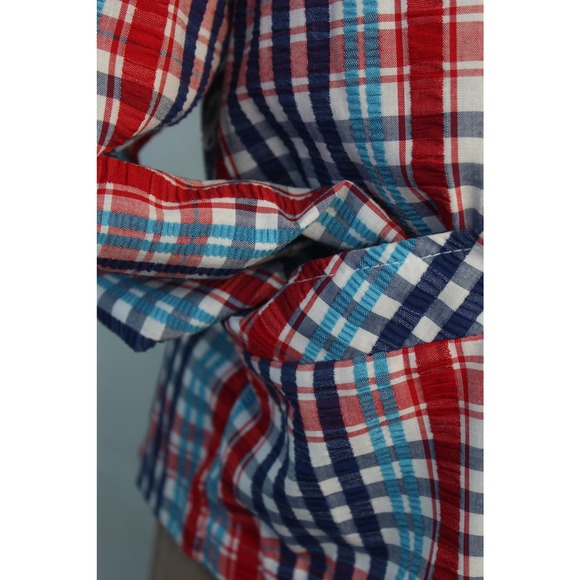 Vintage 70s Lightweight Plaid Seersucker Blazer - Picture 7 of 8